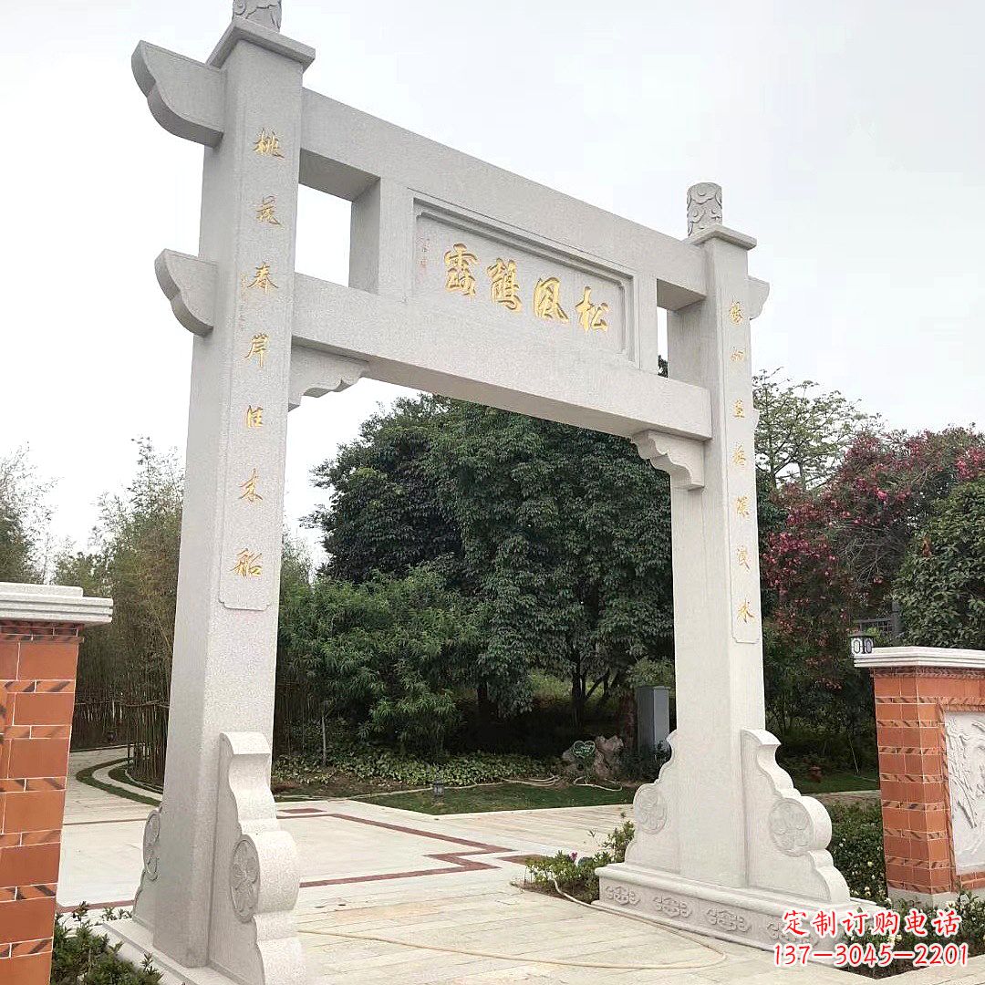 宁波石雕汉白玉牌坊雕塑