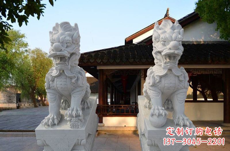 宁波精美汉白玉麒麟雕塑