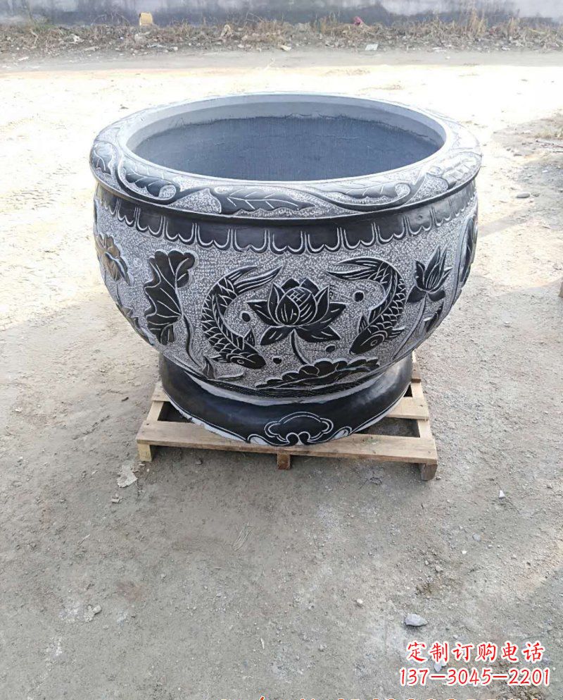 宁波石雕花盆