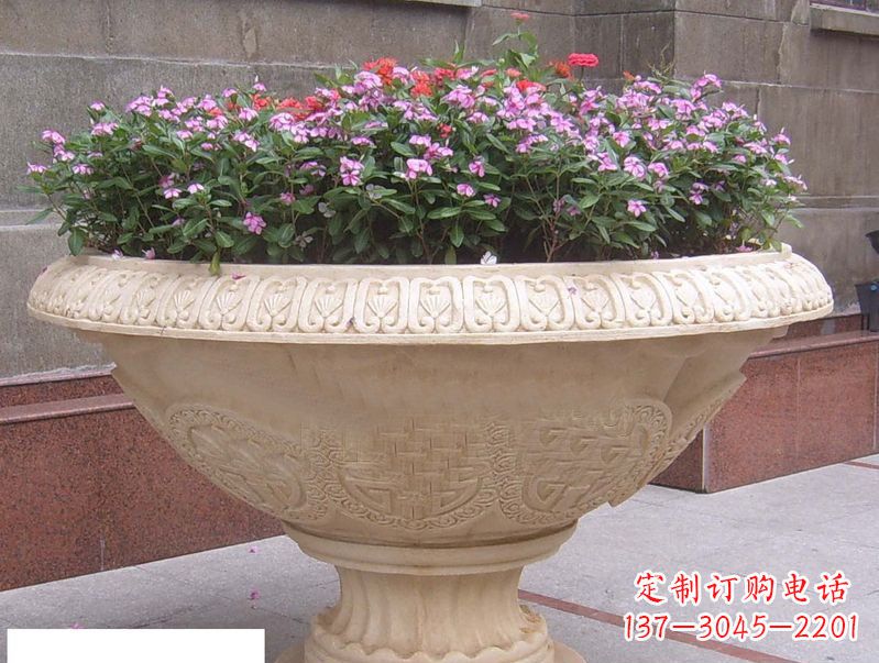 宁波石雕花盆公园景观雕塑