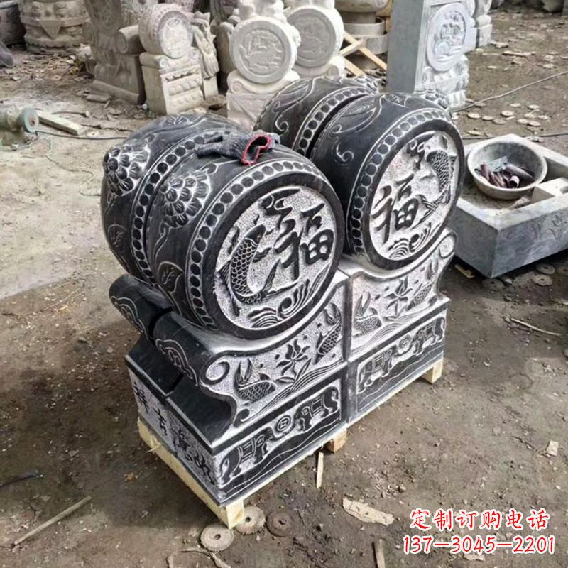 宁波中领雕塑-石雕门墩貔貅抱鼓