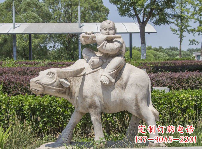 宁波石雕牧童牛雕塑,让传统气息永存