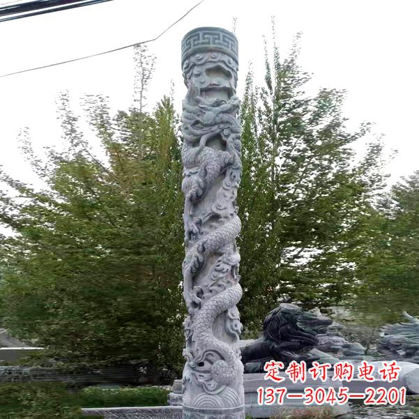 宁波华贵典雅的石雕盘龙柱雕塑