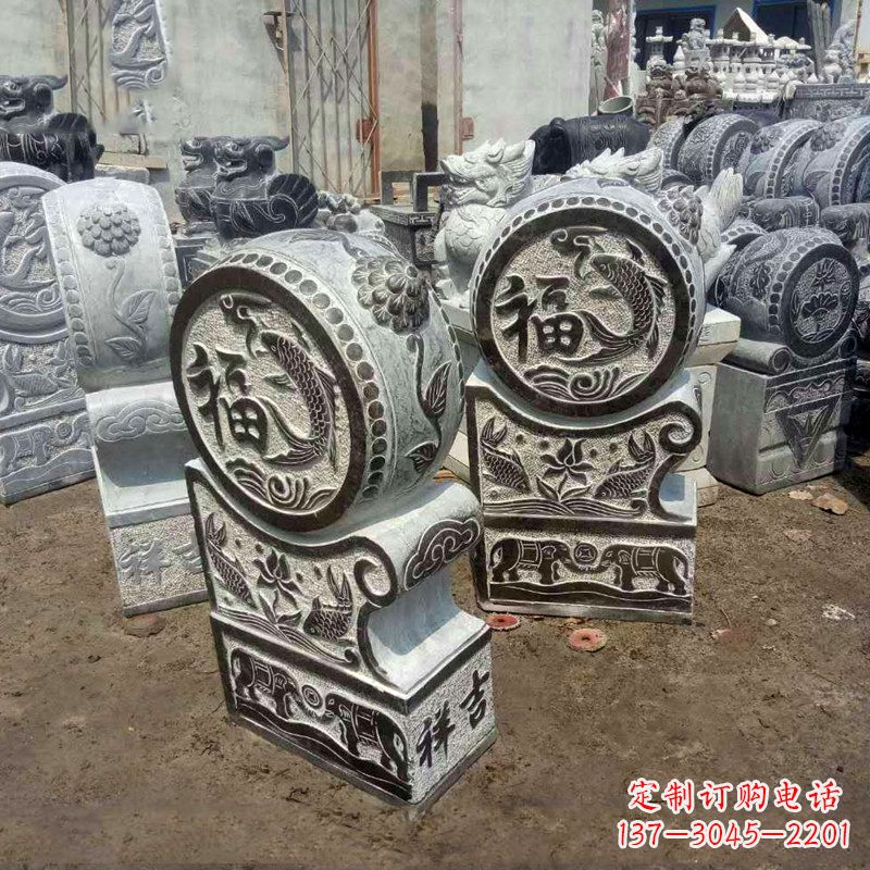 宁波石雕貔貅抱鼓门墩雕塑