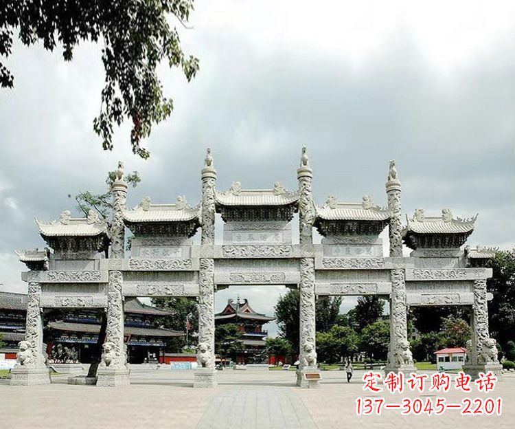 宁波石雕五门牌坊