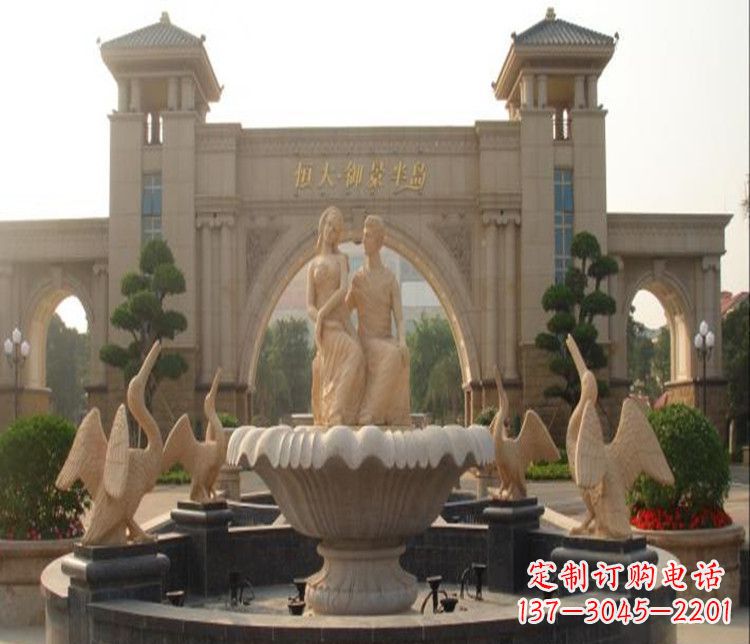 宁波石雕西方人物喷泉雕塑
