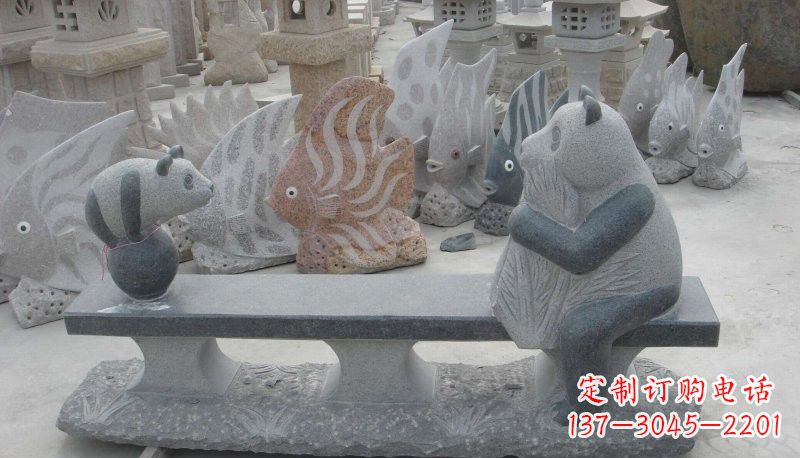 宁波石雕熊猫座椅