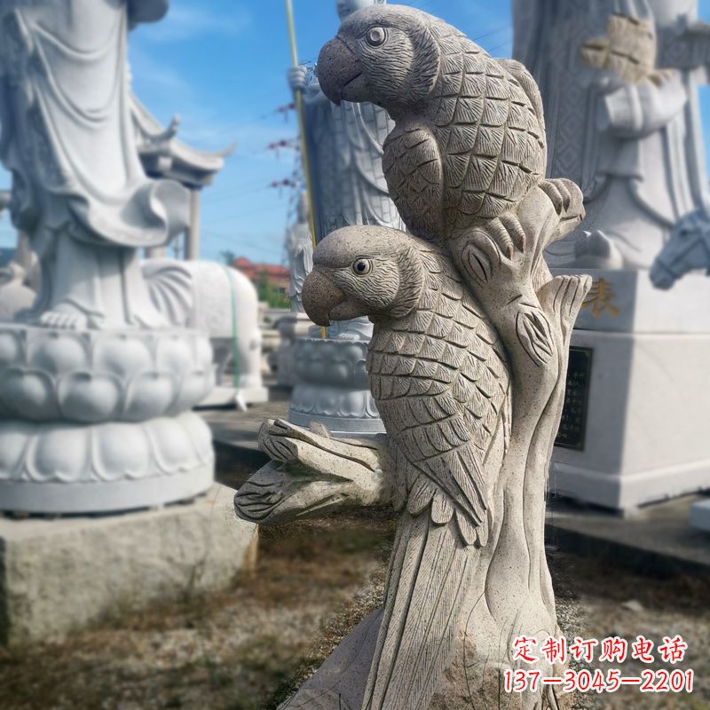 宁波石雕鹦鹉景观雕塑摆件