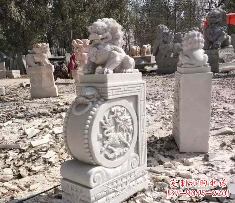 宁波石雕园林狮子抱鼓石