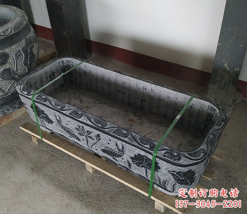 宁波石浮雕鱼缸仿古鱼缸石雕