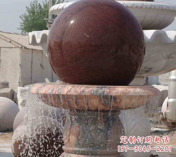 宁波石来运转小型风水球喷泉石雕