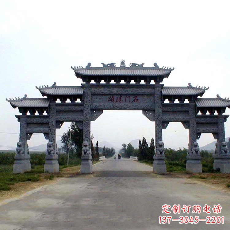 宁波石门胜迹青石仿古石雕牌楼
