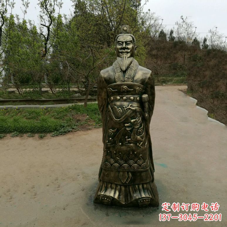 宁波始皇嬴政玻璃钢仿铜雕塑