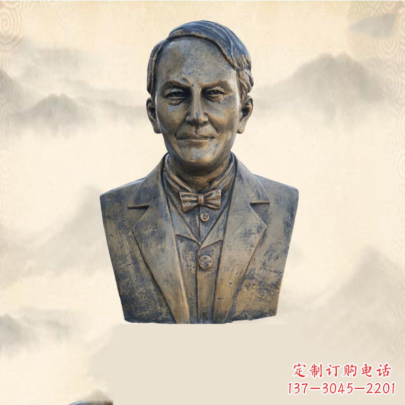 宁波世界名人爱迪生纯铜头像雕塑-学校校园名人系列雕塑