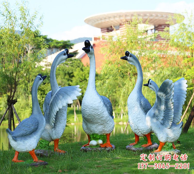 宁波树脂工艺品玻璃钢雕塑商场美陈户外园林景观装饰品仿真动物鹅摆件