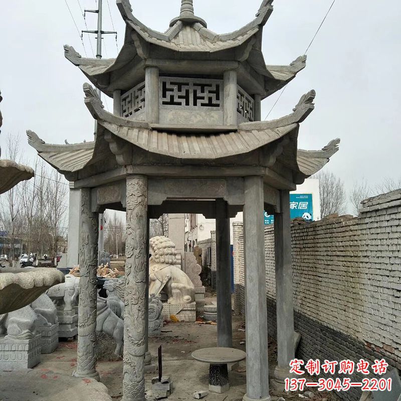 宁波双层大理石凉亭雕塑