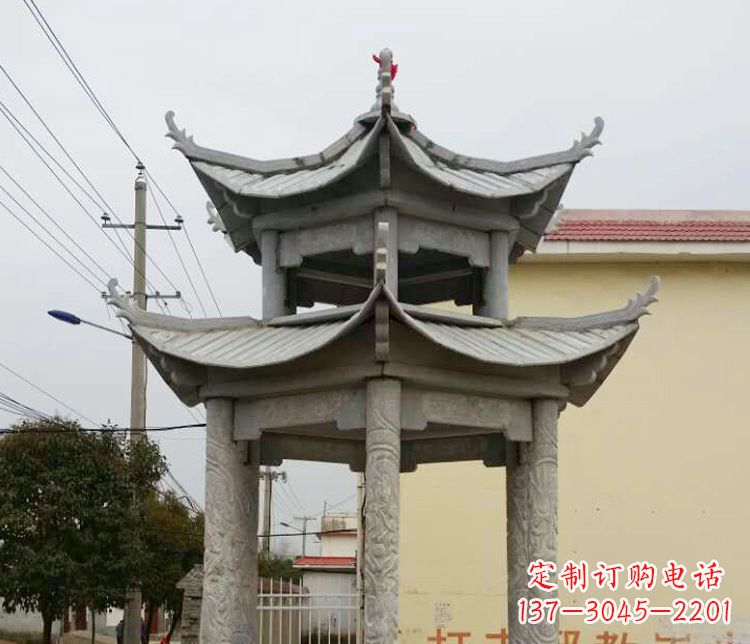 宁波双层仿古凉亭石雕 (2)