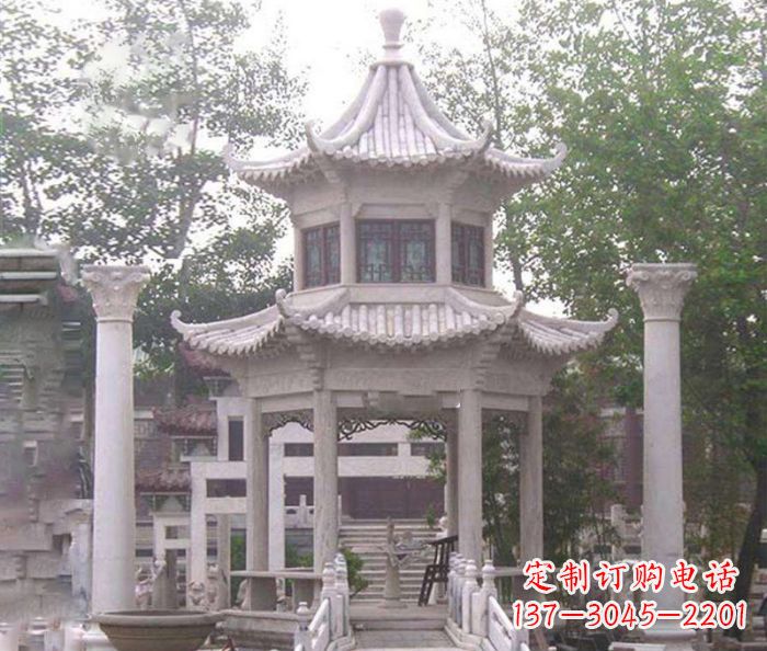 宁波双层仿古凉亭石雕 (3)
