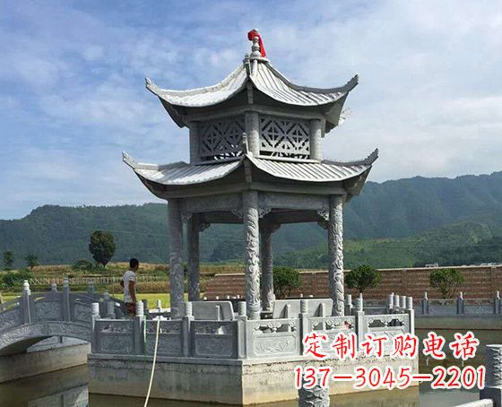 宁波双层仿古凉亭石雕_1