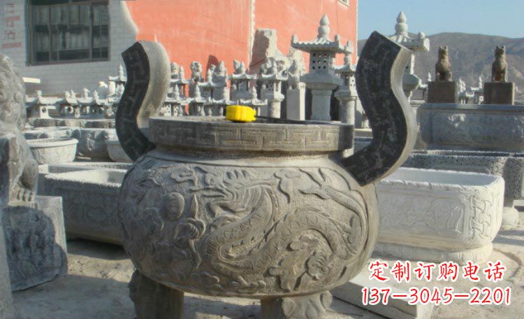宁波双龙戏珠浮雕香炉铜雕