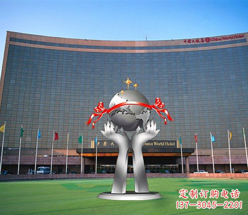宁波双手捧地球校园不锈钢雕塑