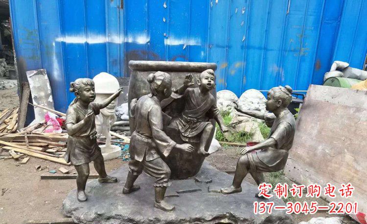 宁波司马光砸缸铜雕 (2)
