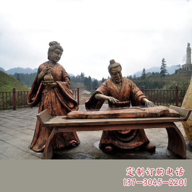 宁波司马相如与卓文君铜雕塑像-城市广场历史名人情景雕塑