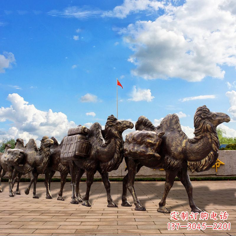 宁波丝绸之路骆驼队仿铜景观雕塑