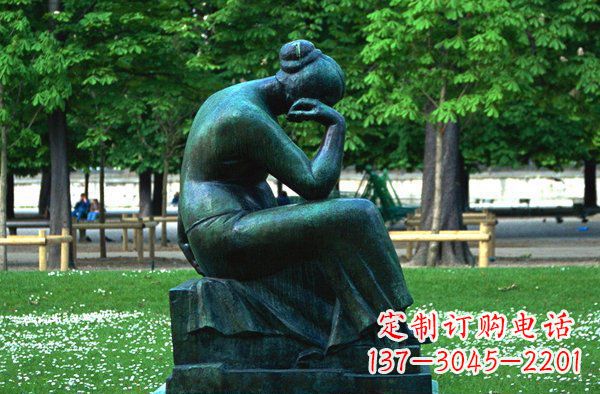 宁波思考的女人青铜人物铜雕