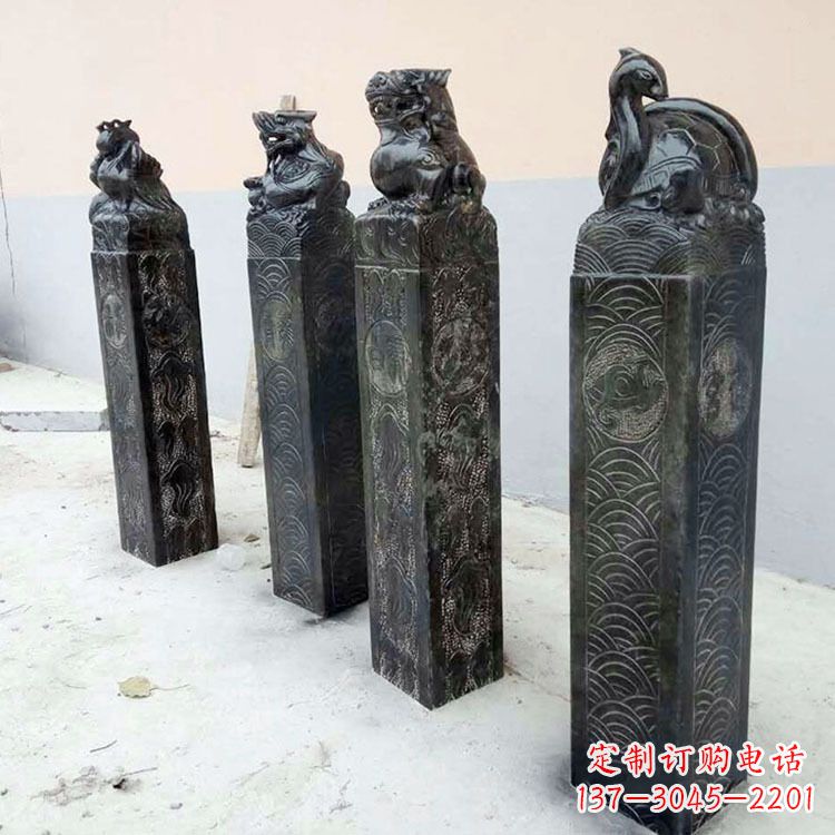 宁波四方神兽青石仿古栓马柱