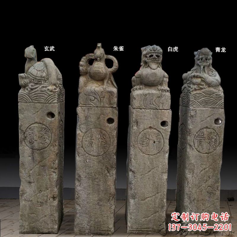 宁波四神兽拴马桩石雕