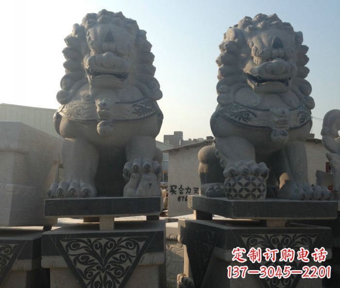 宁波寺庙景观仿古石狮子 (2)