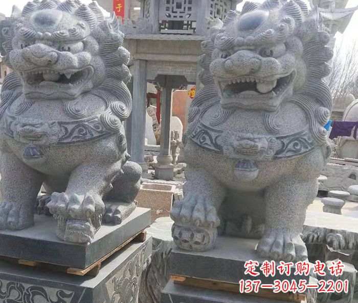 宁波寺庙景观仿古石狮子 (3)