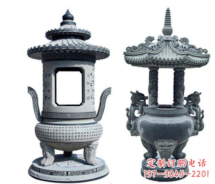 宁波寺庙景观仿古香炉石雕