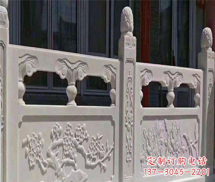 宁波寺庙景观汉白玉石浮雕栏板 (2)