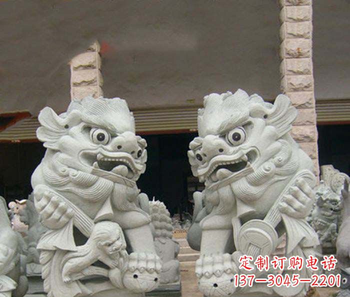 宁波寺庙景观南方狮子石雕 (2)