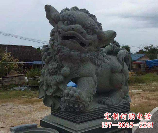 宁波寺庙景观南方狮子石雕