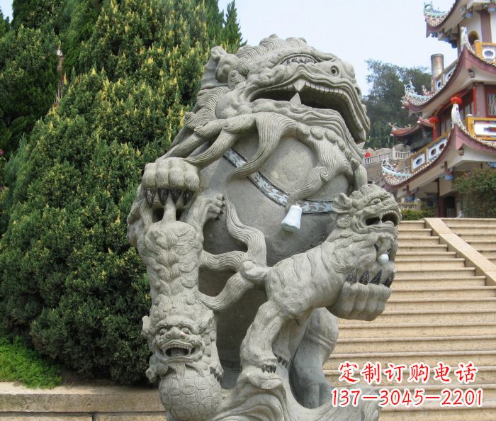 宁波寺庙景观狮子石雕