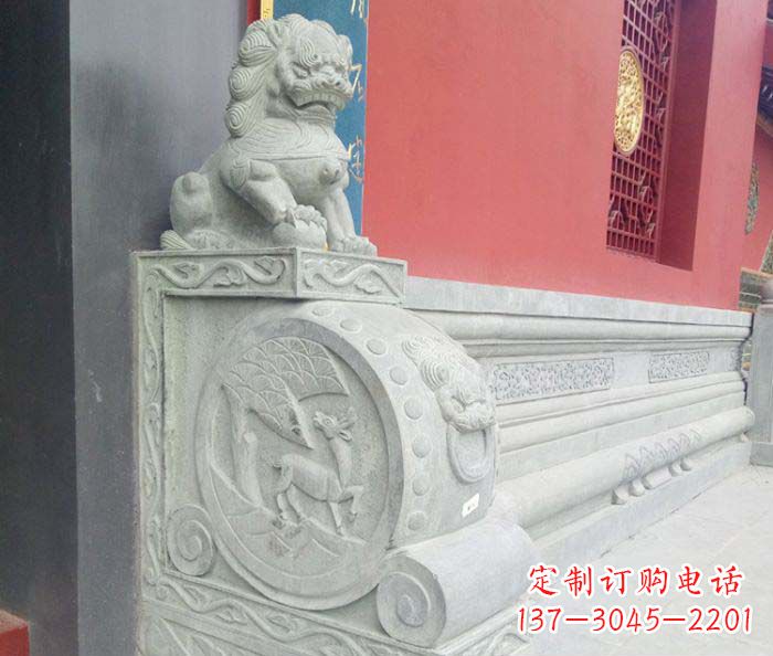 宁波寺庙景观狮子石门墩抱鼓石