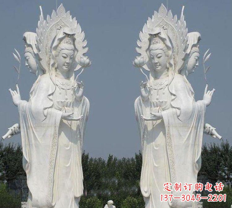 宁波寺庙三面观音菩萨雕塑