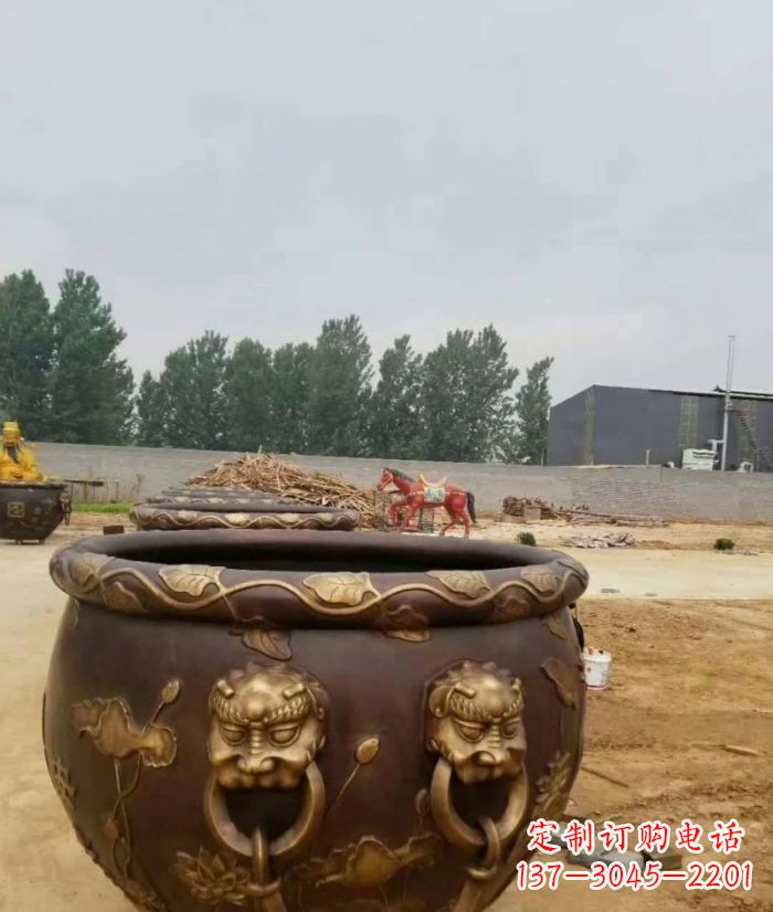 宁波寺庙水缸铜雕 (4)