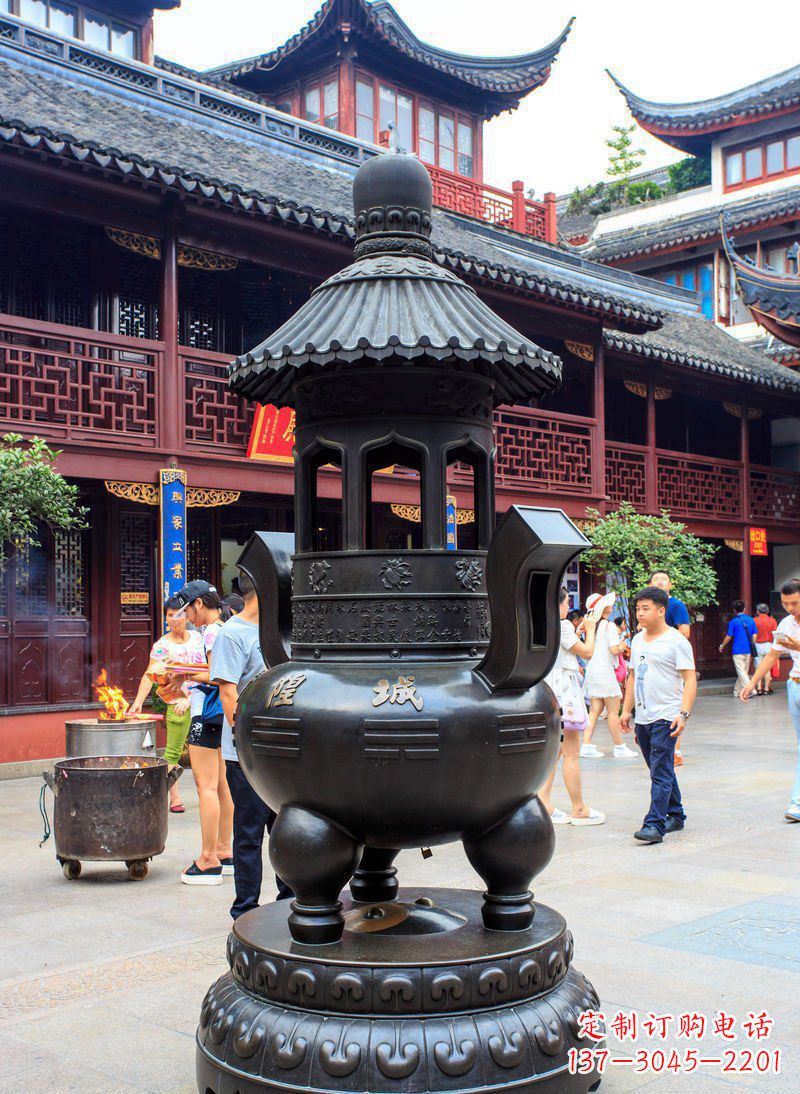 宁波寺庙铜香炉铜雕 (2)
