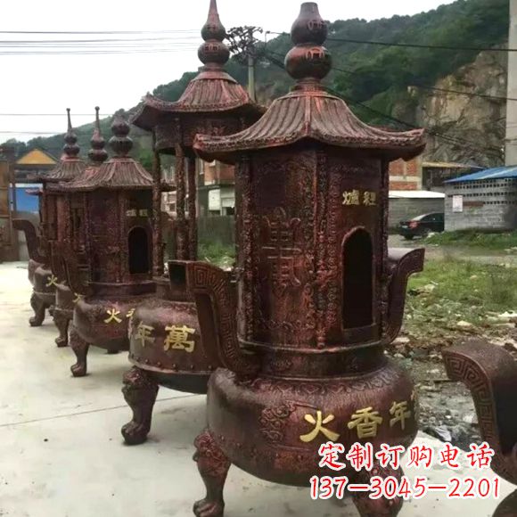 宁波寺庙铜香炉雕塑