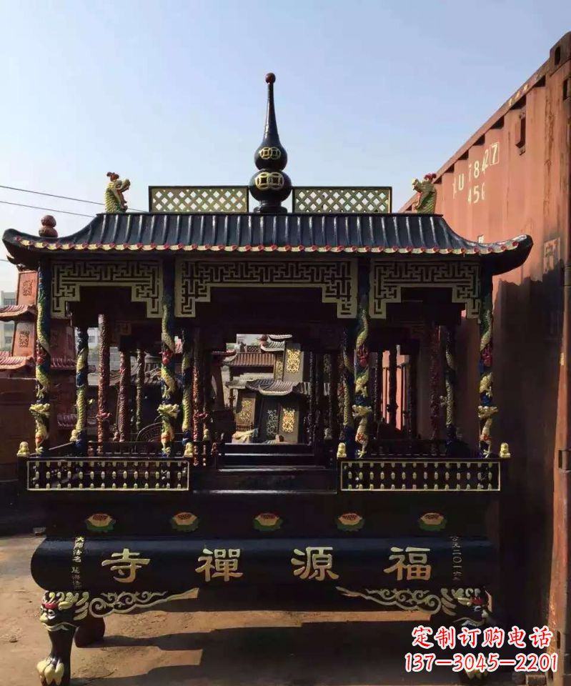 宁波寺庙香炉铜雕 (2)
