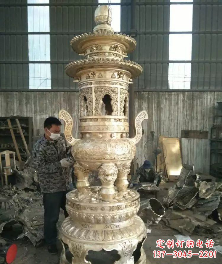 宁波寺庙香炉铜雕 (5)