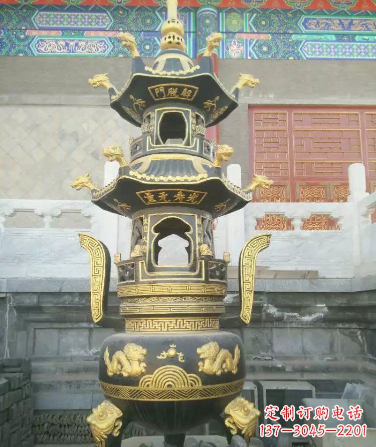 宁波寺庙香炉铜雕_1
