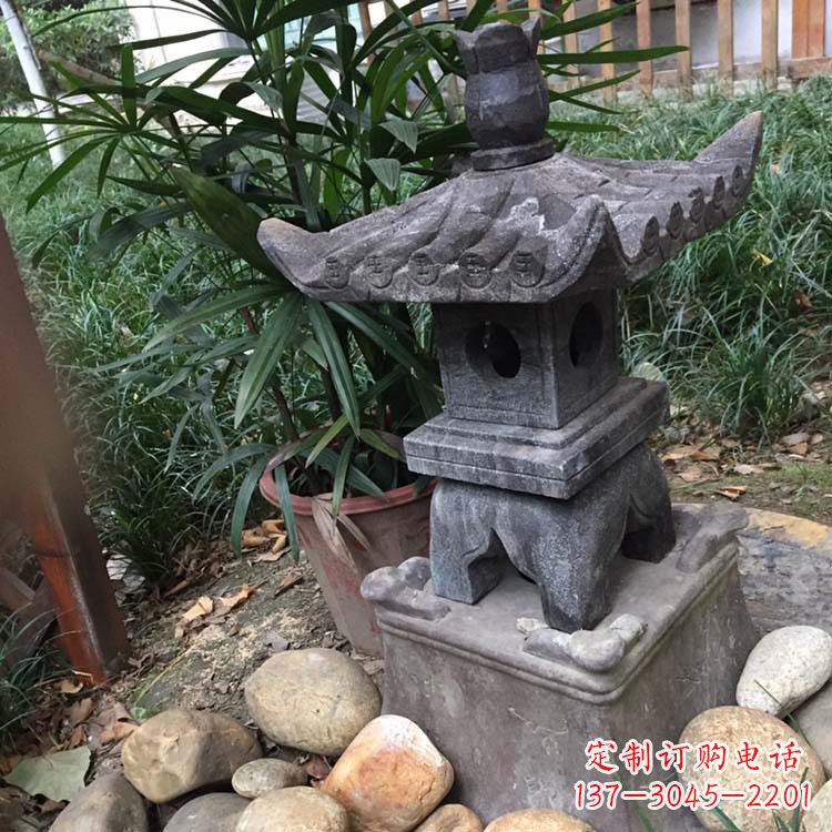 宁波寺庙园林青石做旧仿古石灯