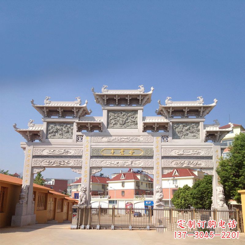 宁波寺院大门石雕牌楼