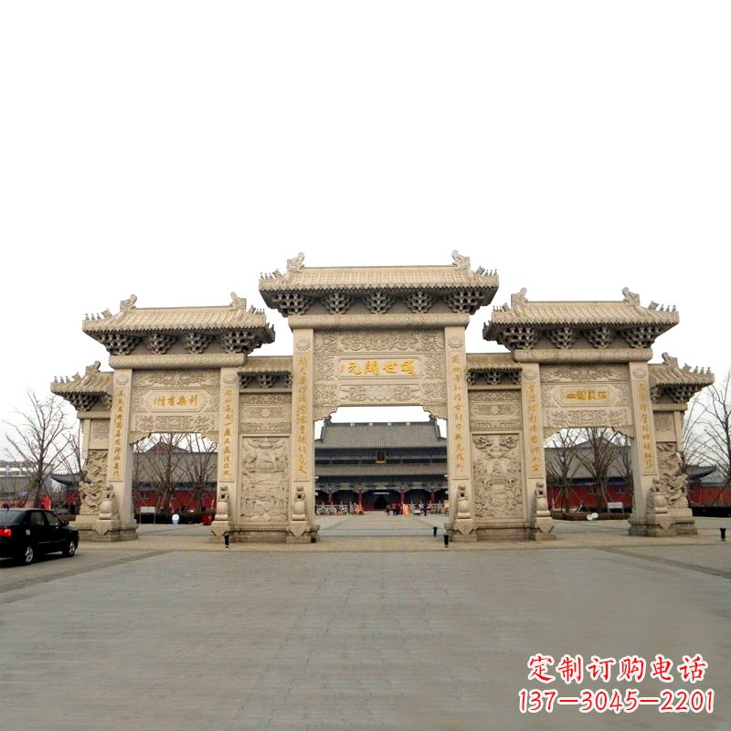 宁波寺院景区石雕牌坊