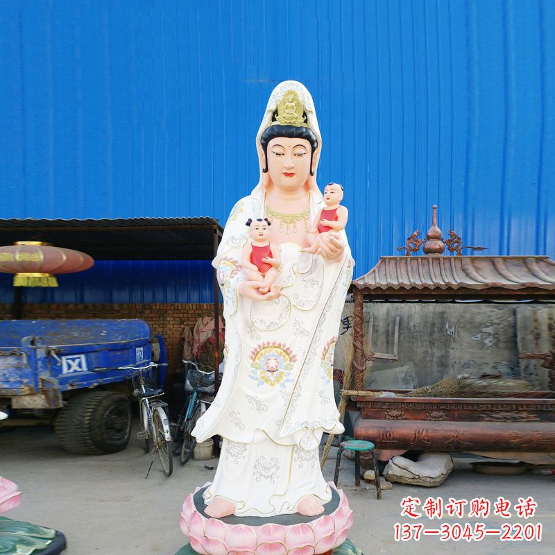 宁波送子观音彩绘玻璃钢雕塑